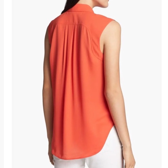 Halogen Orange Button-up Blouse Size Small Petite - Picture 2 of 13